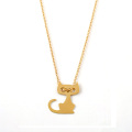 Custom Gift Personalised Gold Dainty Initial Cat Charm Pendant Necklace